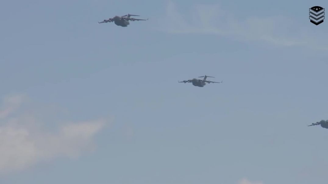 U.S Military Cargo plane C-17 Globemaster in the sky