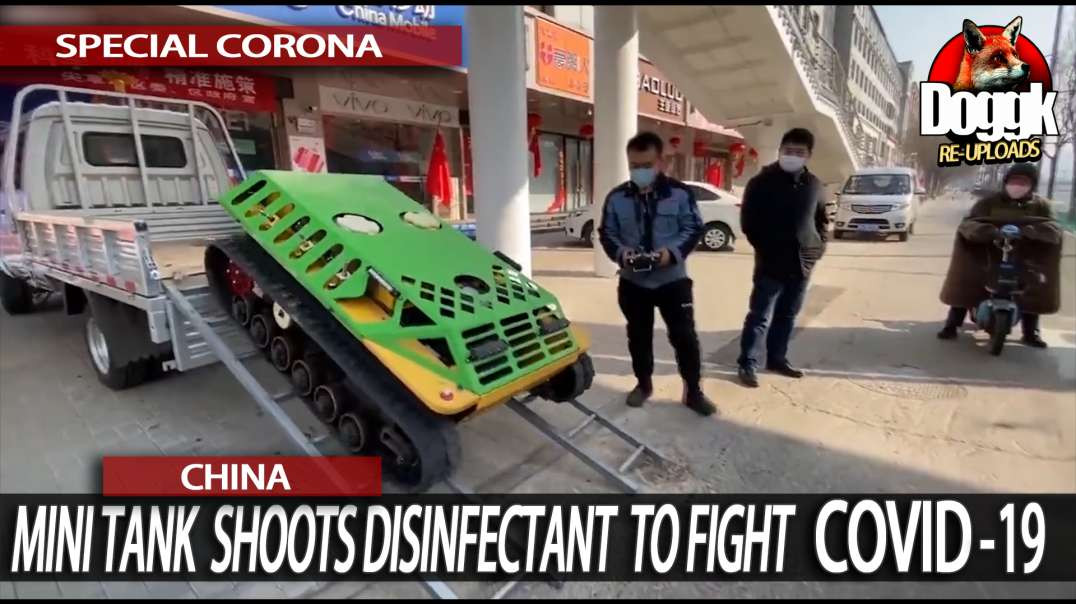 CHINESE MINI TANK SHOOTS DISINFECTANT to FIGHT COVID-19 in the STREETS... (CHINA)