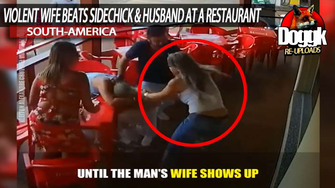 VIOLENT WIFE BEATS SIDECHICK & CHEATING HUSBAND AT A RESTAURANT...