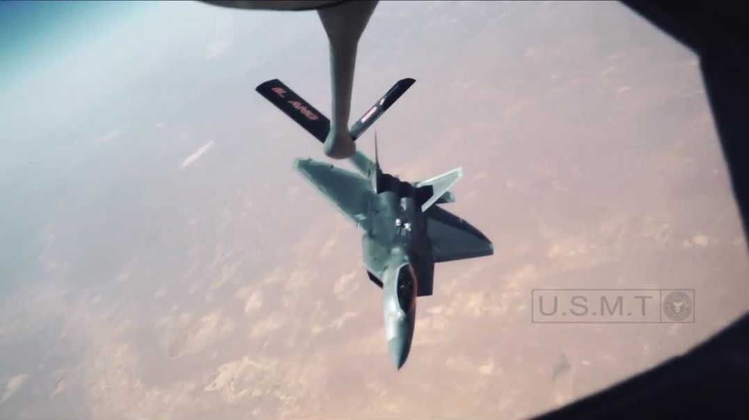 Military Air force F-22 Raptor F-A-18 Hornets Take off and Fly Sorties Together at JBER, Alaska