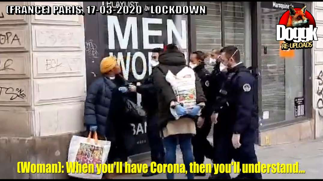 WOMAN WILLFULLY COUGHS on FRENCH POLICE During ARREST (CORONA LOCKDOWN, PARIS)