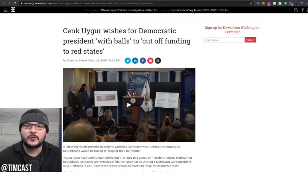 Tim Pool: Young Turks Founder ROASTED By Leftists For Demanding Democrats Force Red States To Beg Fo