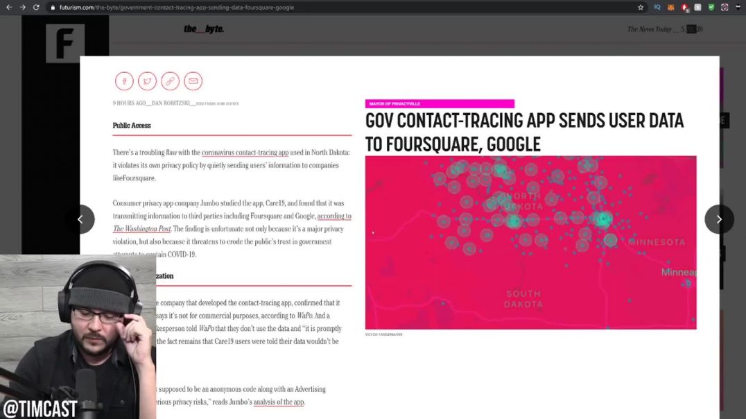 Tim Pool: Contact Tracing Data SHARED By Government In North Dakota With Private Companies Google, F
