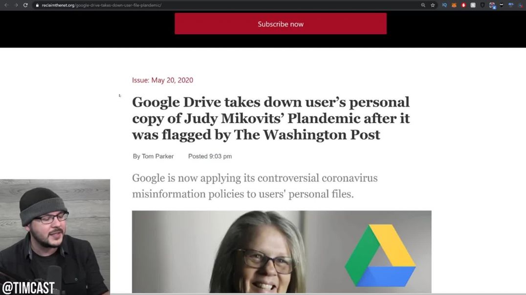 Tim Pool:  Google CENSORS Someones Personal Google Drive Files, Trump Plans Panel To Review Censorsh