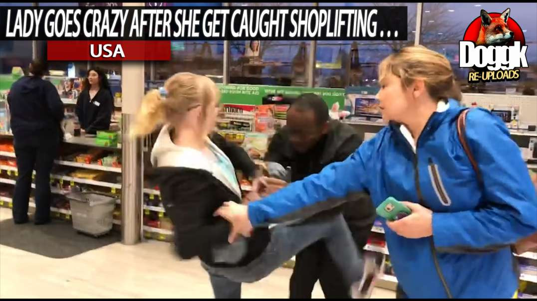 LADY GOES CRAZY AFTER SHE GET CAUGHT SHOPLIFTING.. (USA)