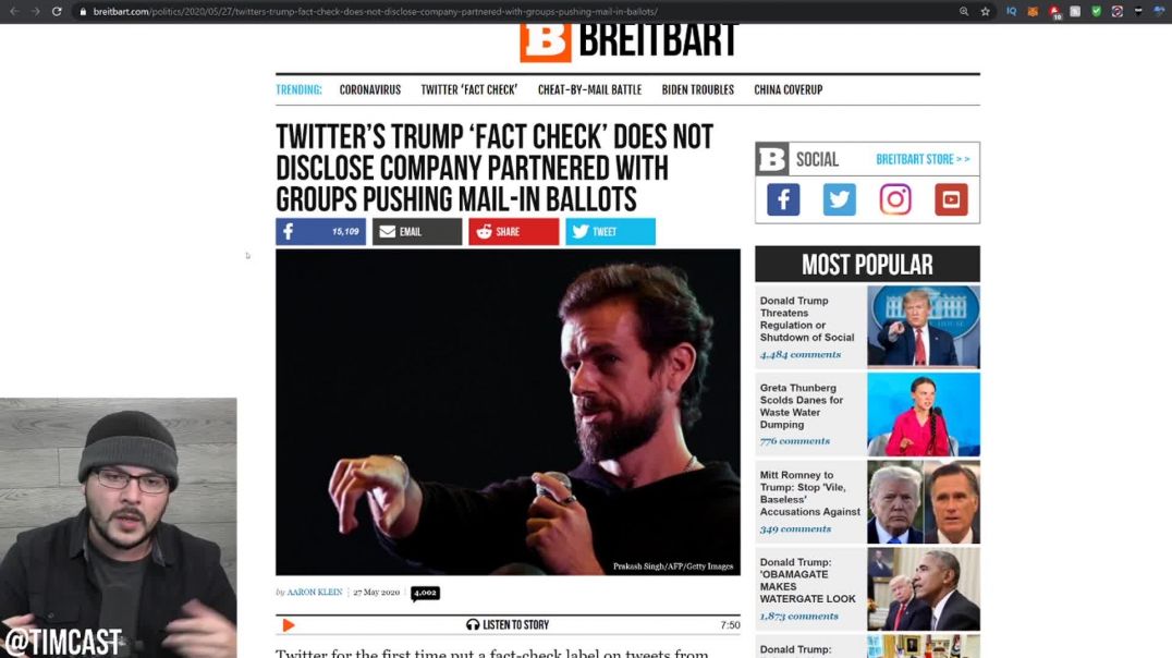 Tim Pool: Twitter SLAMMED For Failing To Disclose They OPPOSE Trump On Mail In Voting Before Interfe