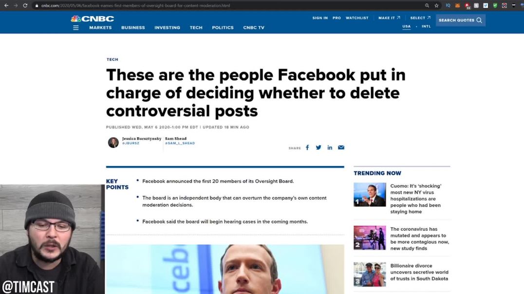 Tim Pool: Facebook Announces Its new  Censorship Board  Who Determine If You Get Banned Or Not