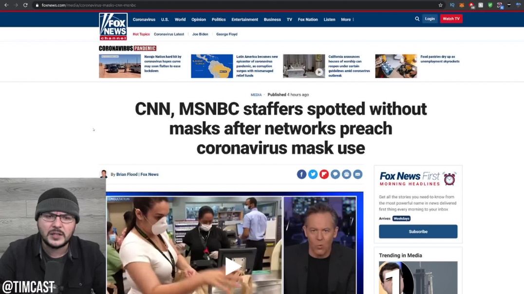 Tim Pool: Journalists CAUGHT Pretending To Wear Masks While Shaming People Who Don't, Fake News