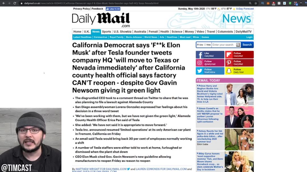 Tim Pool: California Democrat LOSES IT After Elon Musk Files Lawsuit Over Unconstitutional Lockdown