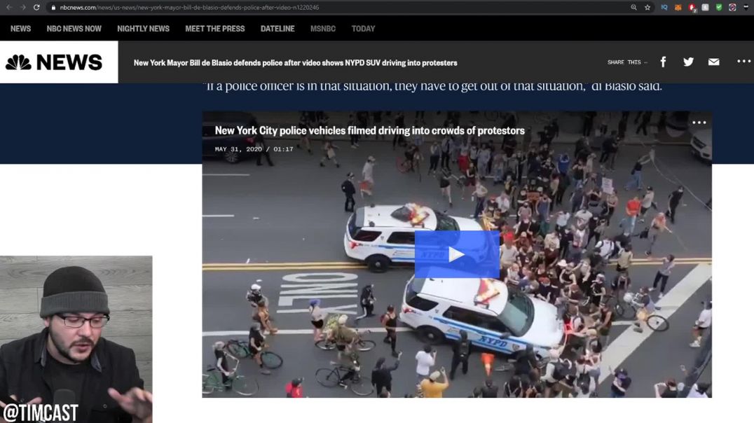 Tim Pool: NYC Mayor DeBlasio DEFENDS NYPD SUV Ramming Protesters