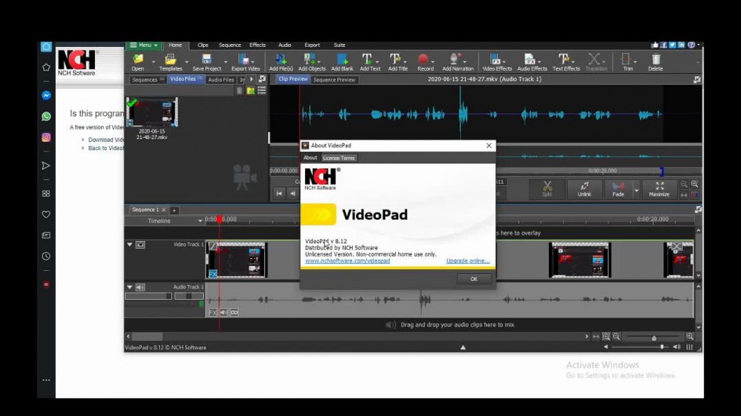 out of date, no longer free Video Editing Tutorial intro : NHC video pad download for PC only