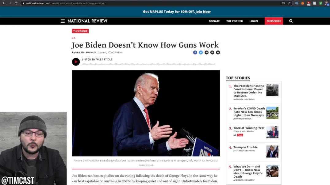 Tim Pool: Joe Biden Suggests Cops Shoot People In The Legs Because He's An Idiot