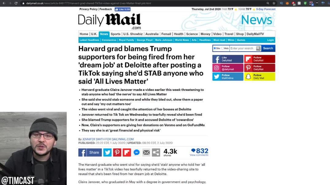 Woke Leftist CRIES After Shes Fired Over Offensive Video, Blames Trump Supporters For HER Threats