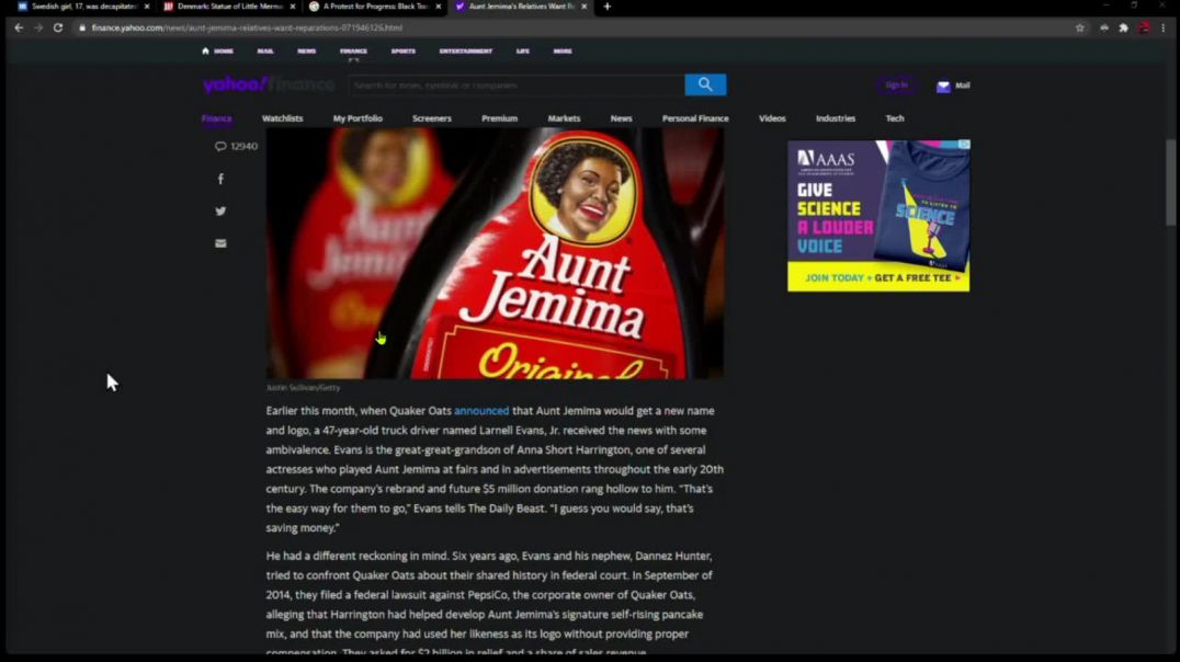 Aunt Jemima "relataives" sue company for $2 billion