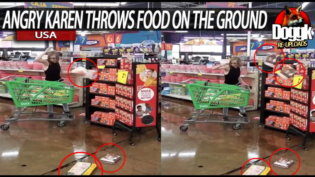 ANGRY KAREN THROWS FOOD ON THE GROUND in a SUPERMARKET... (USA)