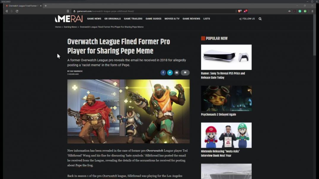 Overwatch pro was almost canceled for posting Pepe meme two years ago