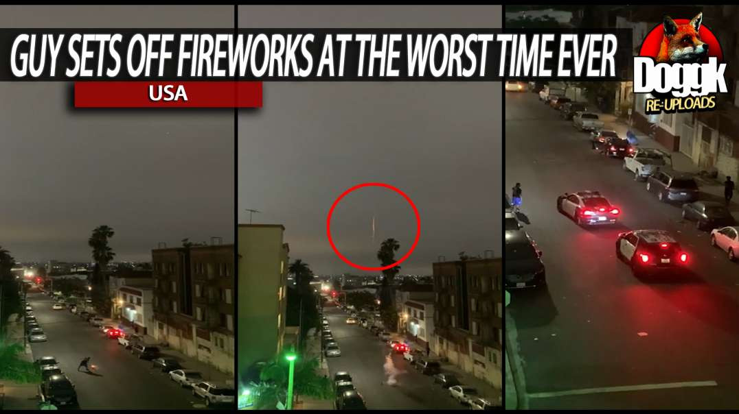 GUY SETS OFF FIREWORKS AT THE WORSE TIME EVER... (USA)