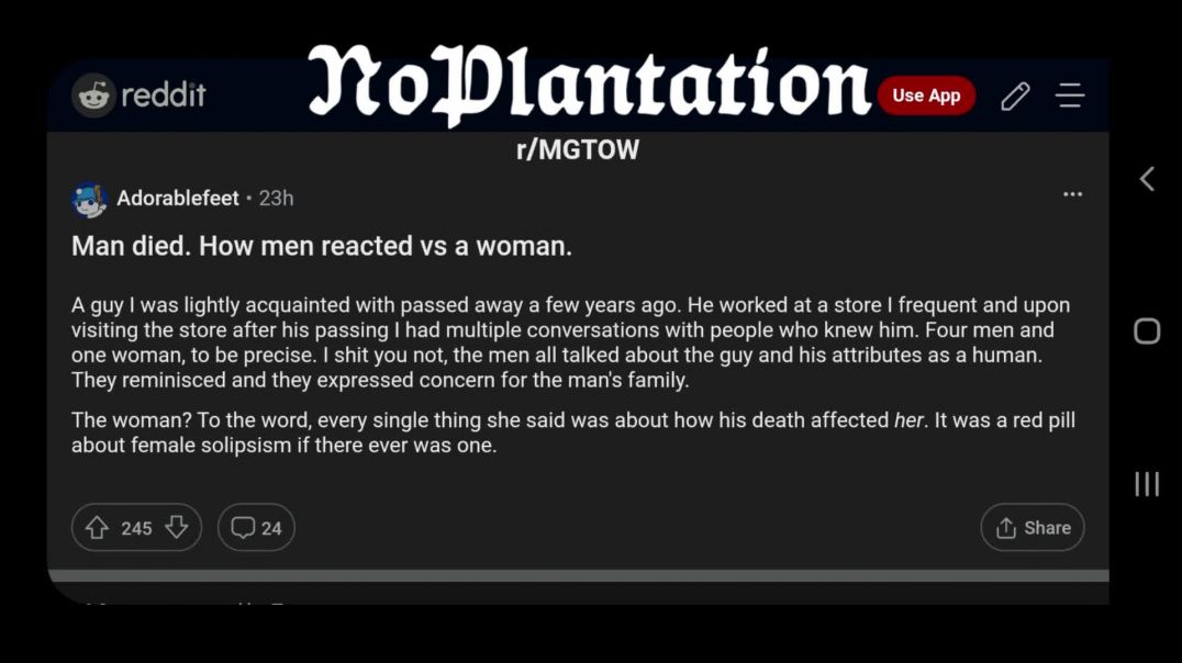 Man died.  How men reacted vs a woman