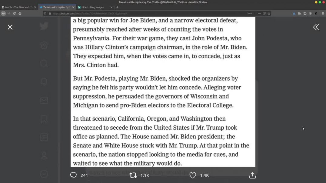 Podesta Plays Biden But Refuses To Concede The Loss  California Secedes  Wuhan UN Ceremony.