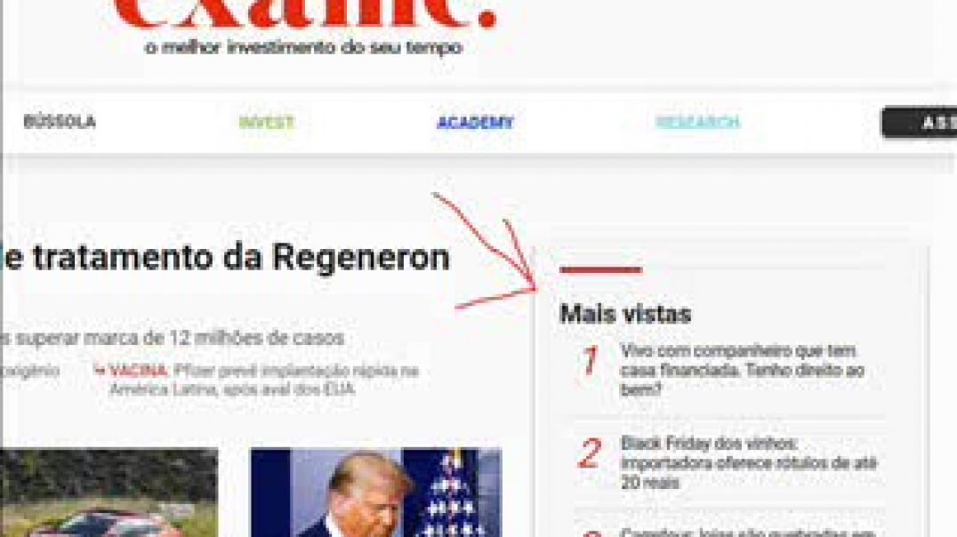 A Matéria mais Vista da Revista Exame (hoje 22/11/2020)