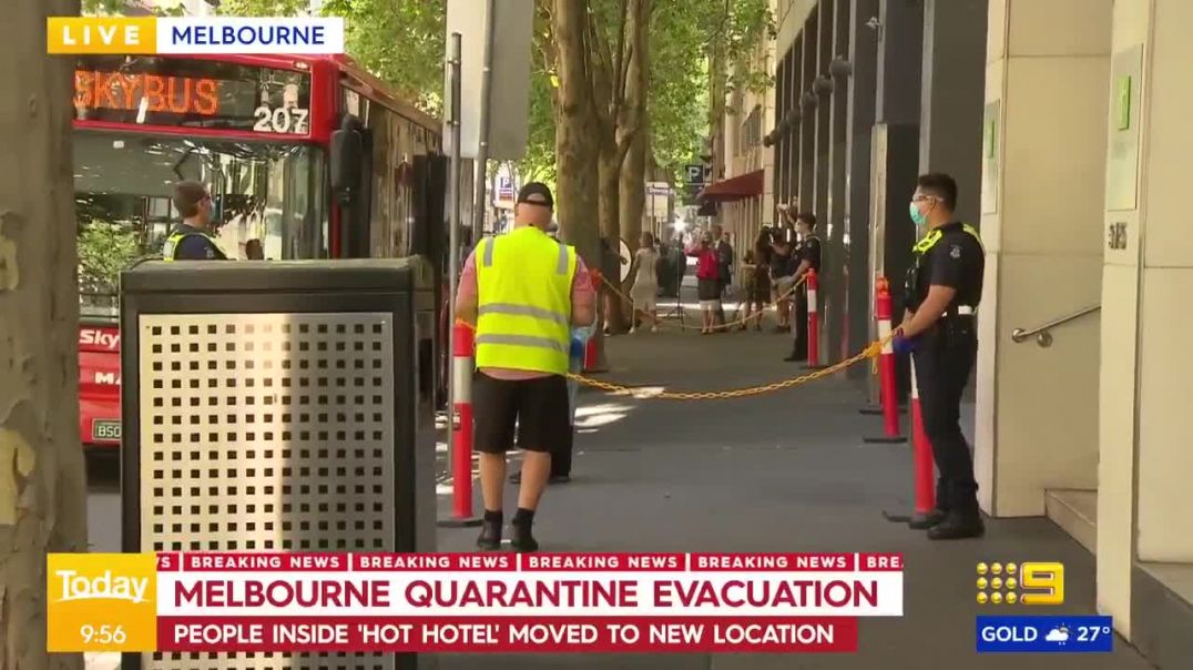 melbourne quarantine with garbage sacks over head