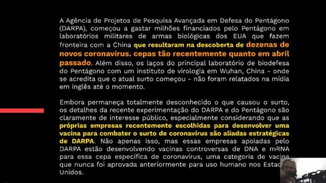 Criação do Corona Vírus - Projeto quimérico do DNA