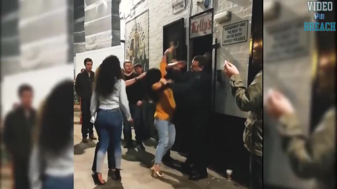 Bouncer Throws 3 Women To The Ground Who Were Attacking Him