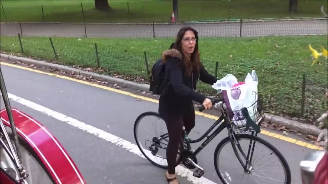 Unhinged Animal Rights Extremist Illegally Attempts To Block Horse Carriage Path In Central Par!