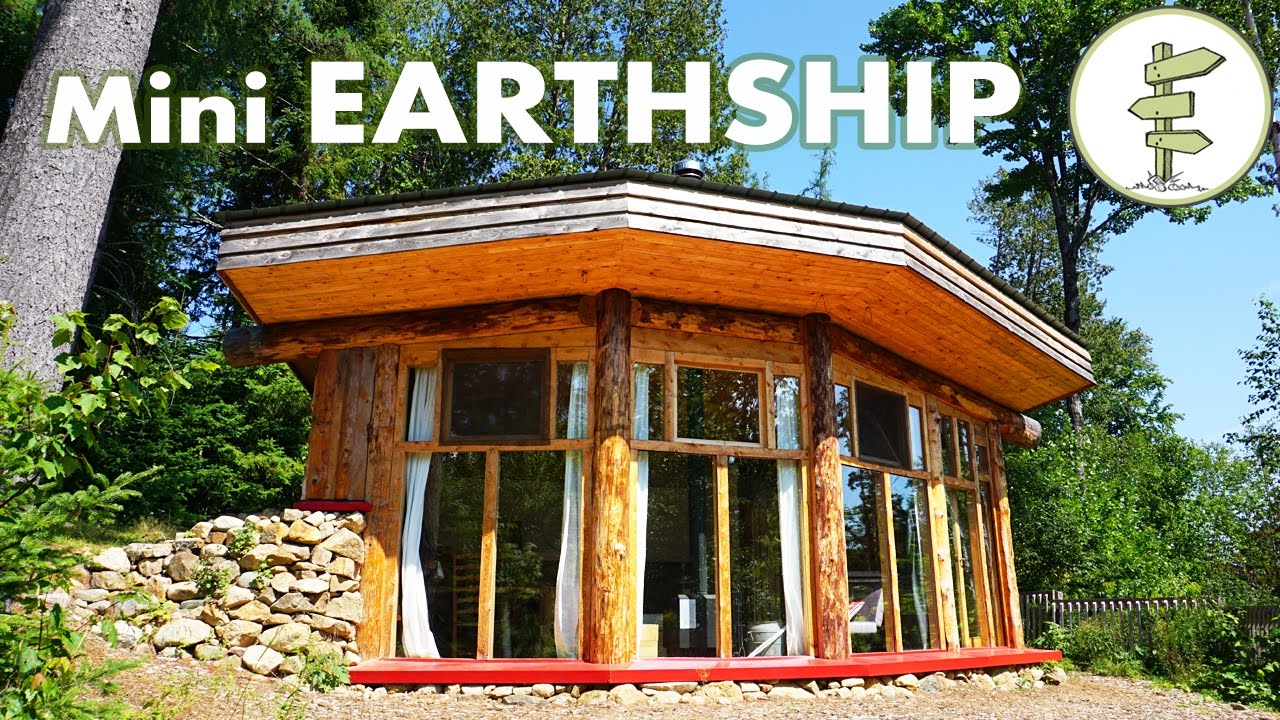 Incredible Mini Earthship Style Cabin - Tiny Off Grid House with Solar Power