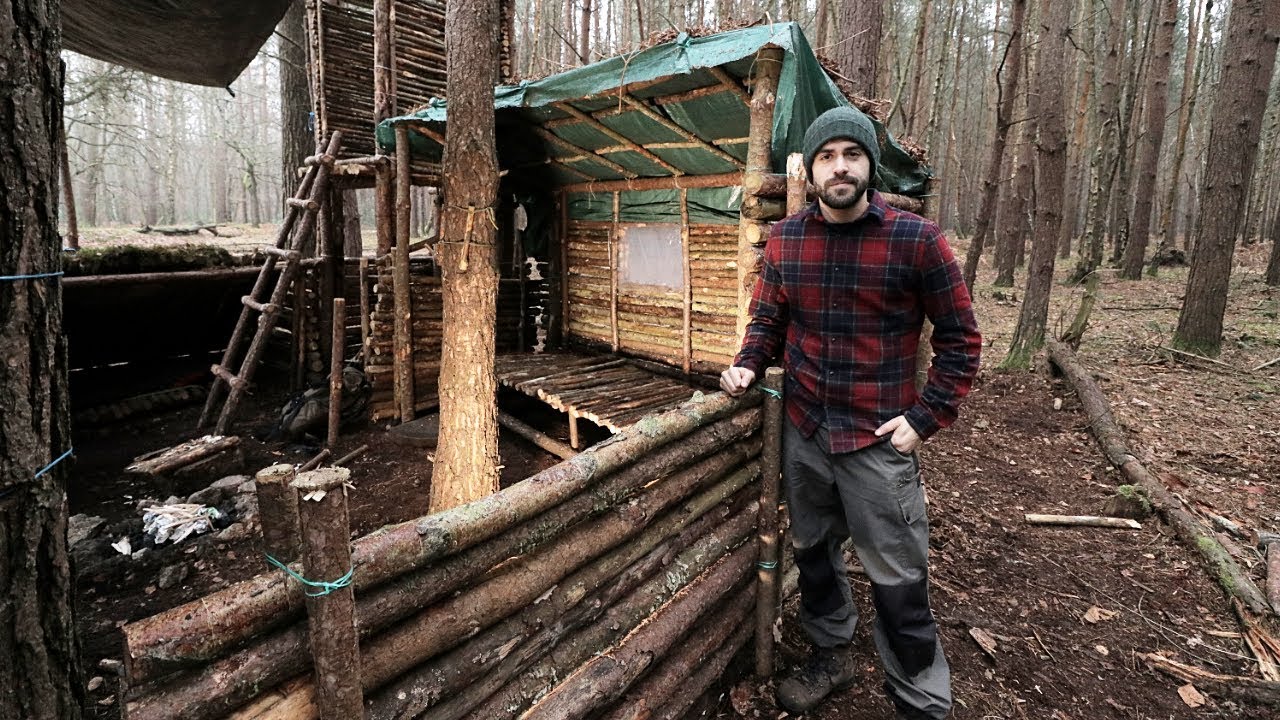 Bushcraft Camp: Full Super Shelter Build from Start to Finish.