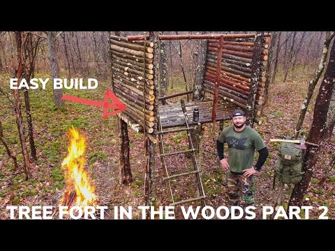 Building a Tree Fort In The Woods PART 2 and Teriyaki Chicken Stir Fry With Rice