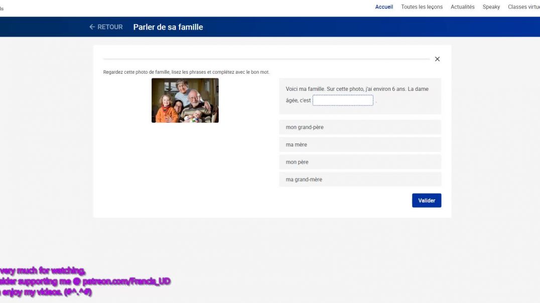 Let's Learn French A1 Parler de sa famille , Passed Another Exercice