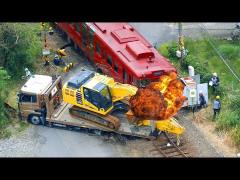 Total IDIOTS Vs TRAIN | Close Calls , Scary Train Crashes with Cars and Semi Trucks Natural Selection