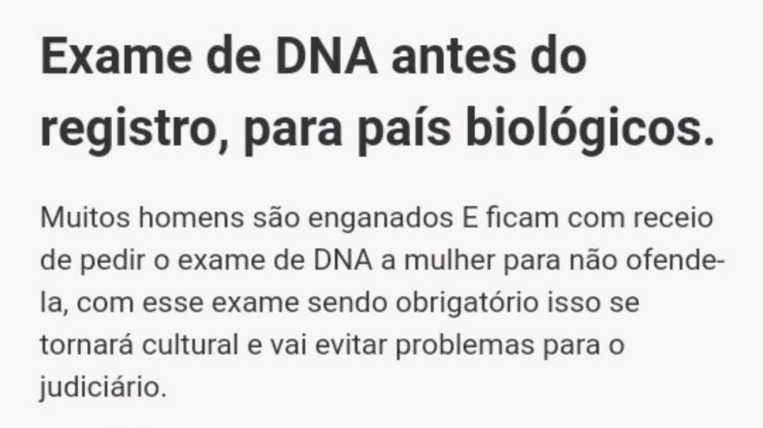 Proposta de lei para ter exame de DNA antes do registro, para país biológicos