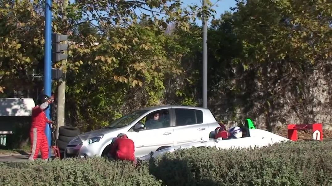 Remi Gaillard formula one race Vs. a dim witted, four eyed, fat slag, who has NO go about her at all