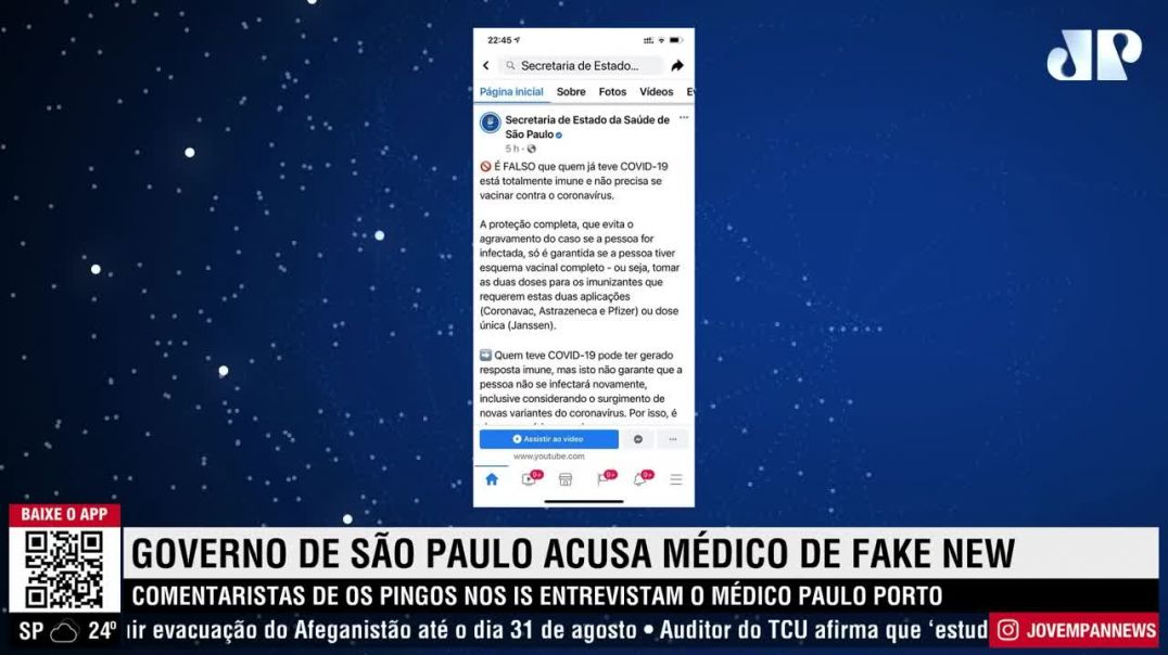 Governo Doria acusa médico Paulo Porto de fake news.