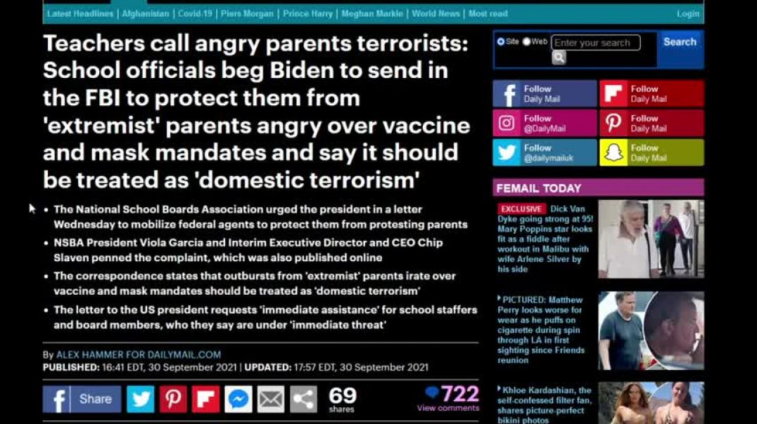 Teachers Call Angry Parents TERRORISTS, Schools BEG Biden to Send FBI to CRUSH Mandate Protests