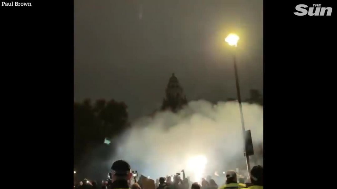 Fireworks launched towards police as protesters descend on Parliament