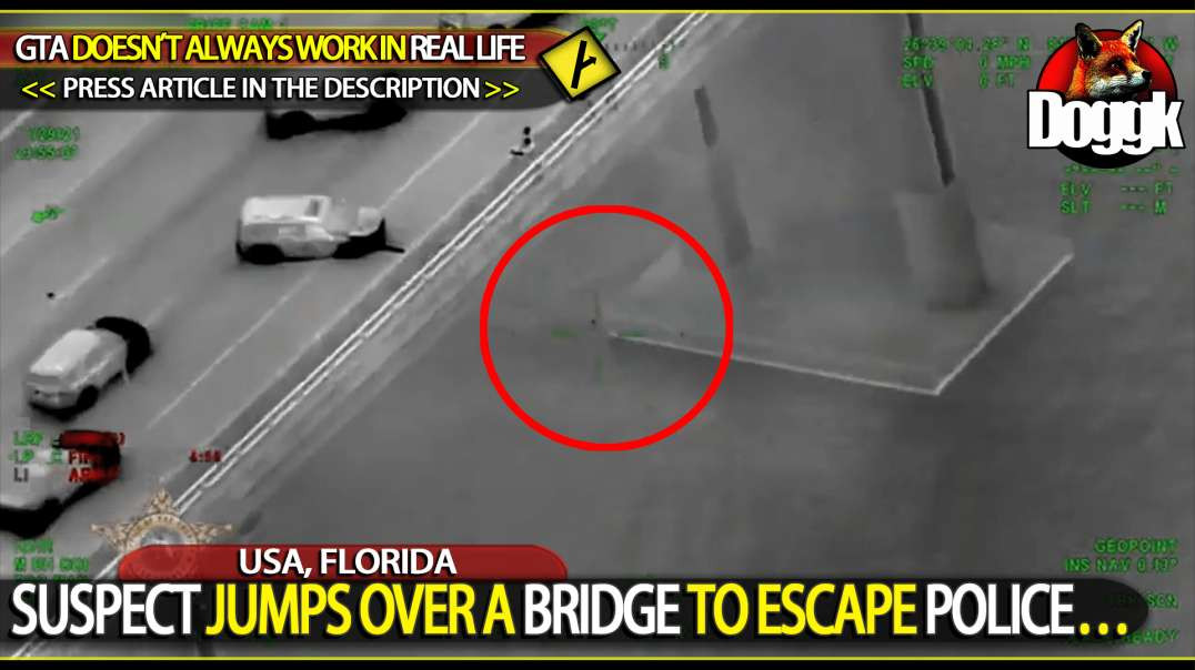 SUSPECT JUMPS OVER A BRIDGE TO ESCAPE POLICE.. (USA, FLORIDA)