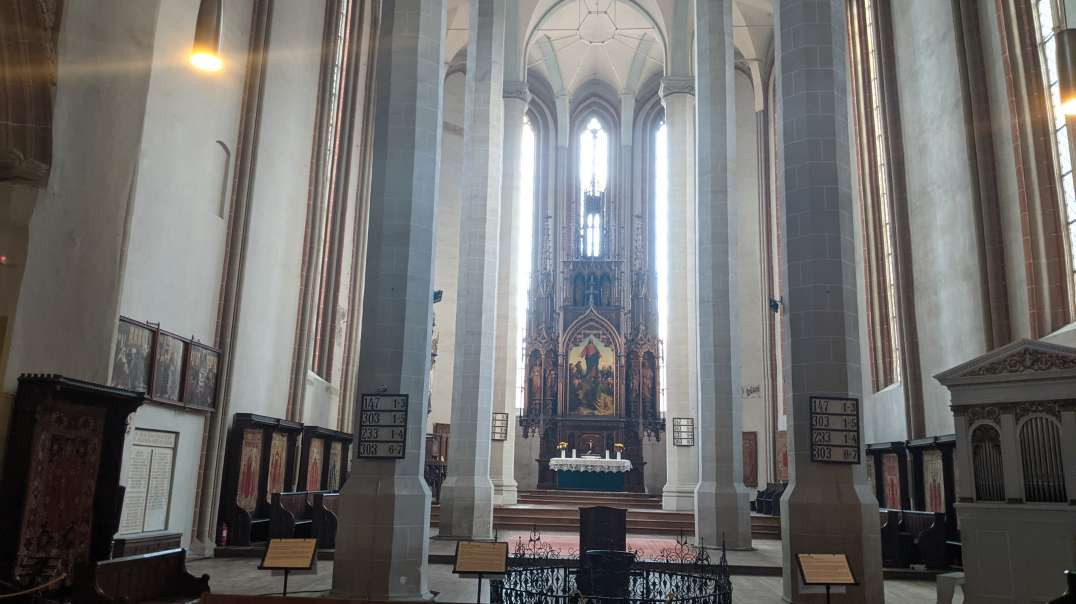 Walking Around The Inside Of The Black Church In Brasov Romania