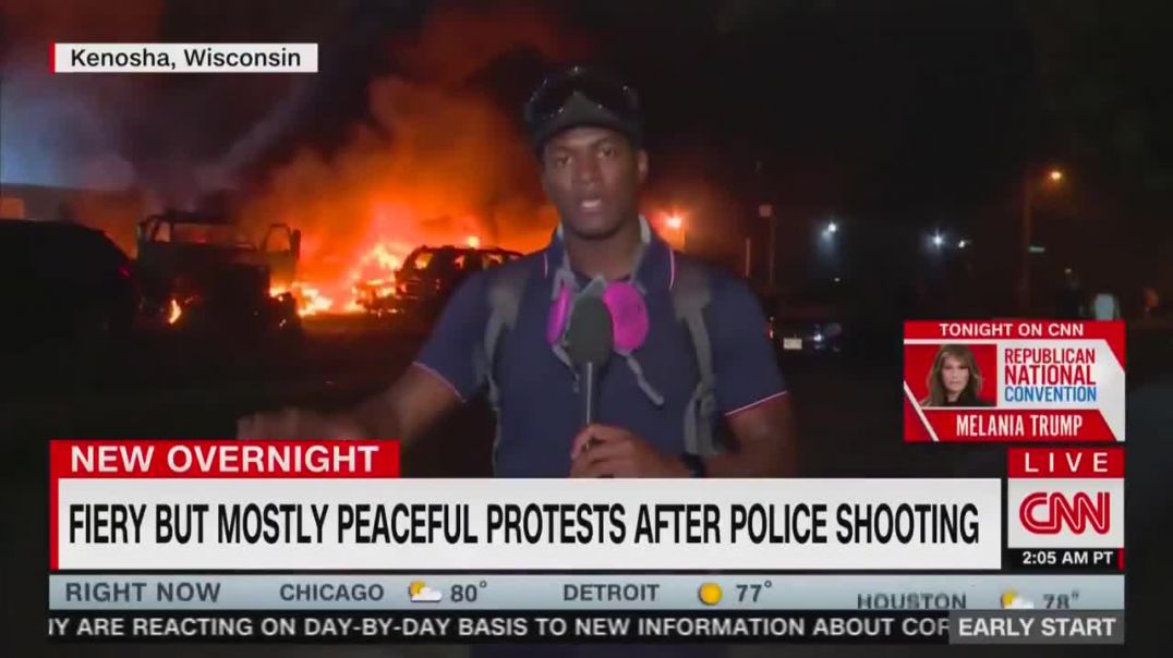 CNN Claims Kenosha Protests Are ‘Fiery But Mostly Peaceful’ As City Burns Behind Reporter