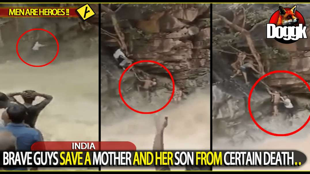 BRAVE GUYS SAVE A MOTHER AND HER SON FROM CERTAIN DEATH.. (INDIA)