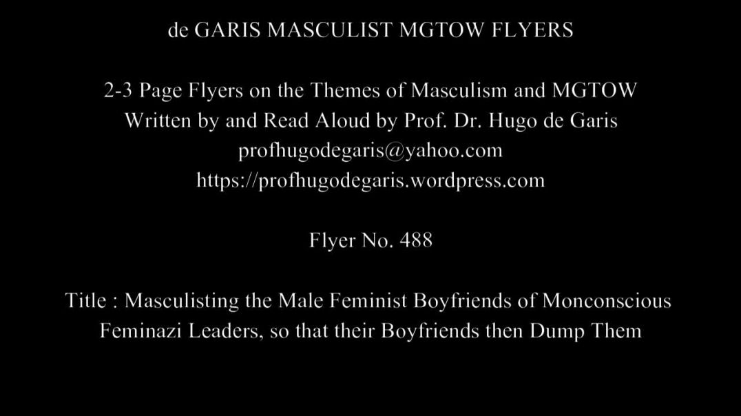 488  Masculisting the Male Feminist  Boyfriends of Monoconscious Feminazi Leaders, so that their Boyfriends then Dump Th