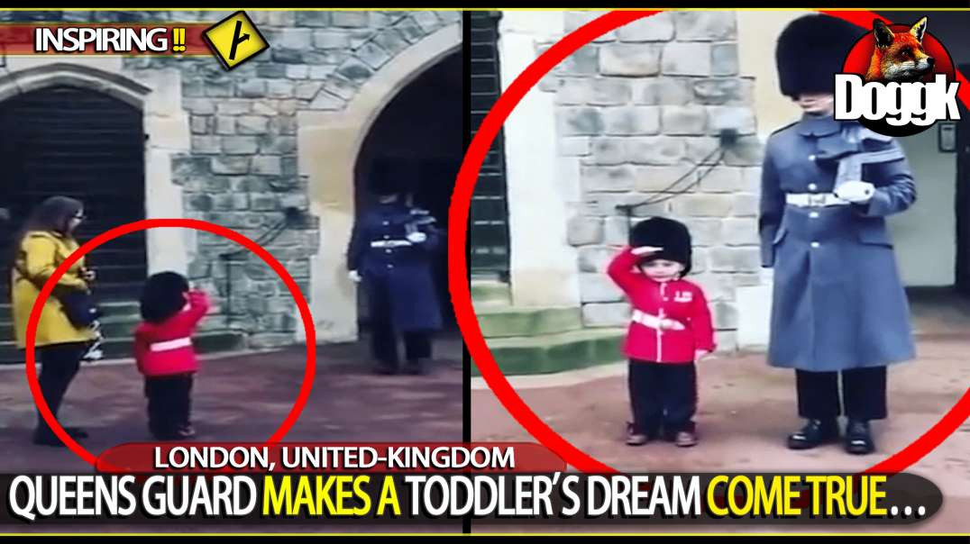 QUEENS GUARD MAKES A TODDLER'S DREAM COME TRUE.. (LONDON, UNITED-KINGDOM)