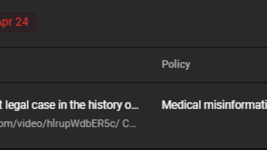 Banned for medical mis information lol Youtube proving the video correct they are complicit in war crimes?