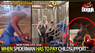 WHEN SPIDERMAN HAS TO PAY FOR CHILDSUPPORT.. (NEW YORK CITY, USA) FUNNY !!! DON'T MISS IT !!