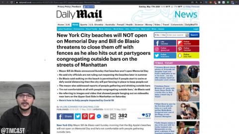 Tim Pool: New York Is FLOODED With bar Goers And Beach Goers, De Blasio Failed To Maintain Shutdown 