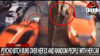 PSYCHO BITCH RUNS OVER HER EX & RANDOM PEOPLE WITH HER CAR.. (USA)