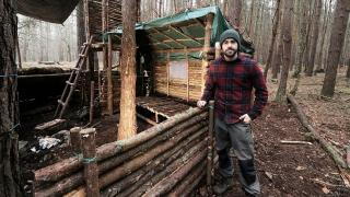Bushcraft Camp: Full Super Shelter Build from Start to Finish.