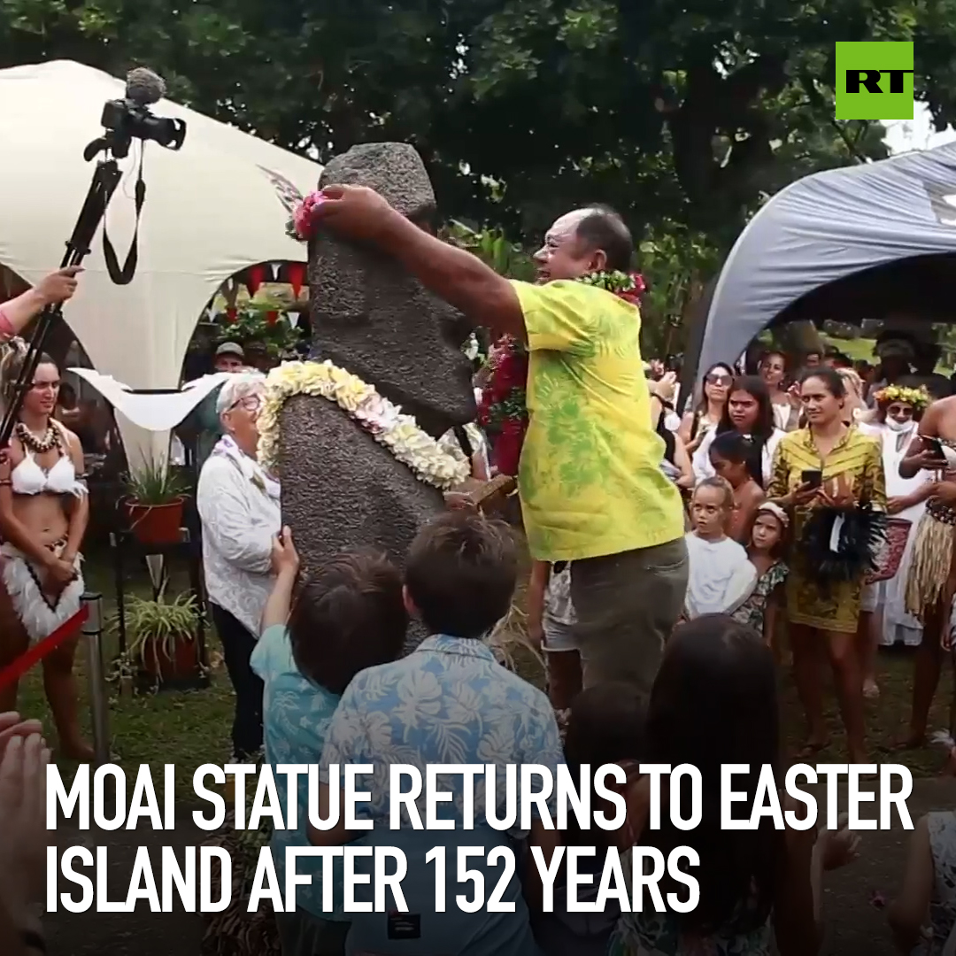 Moai statue returns to easter island after 152 years